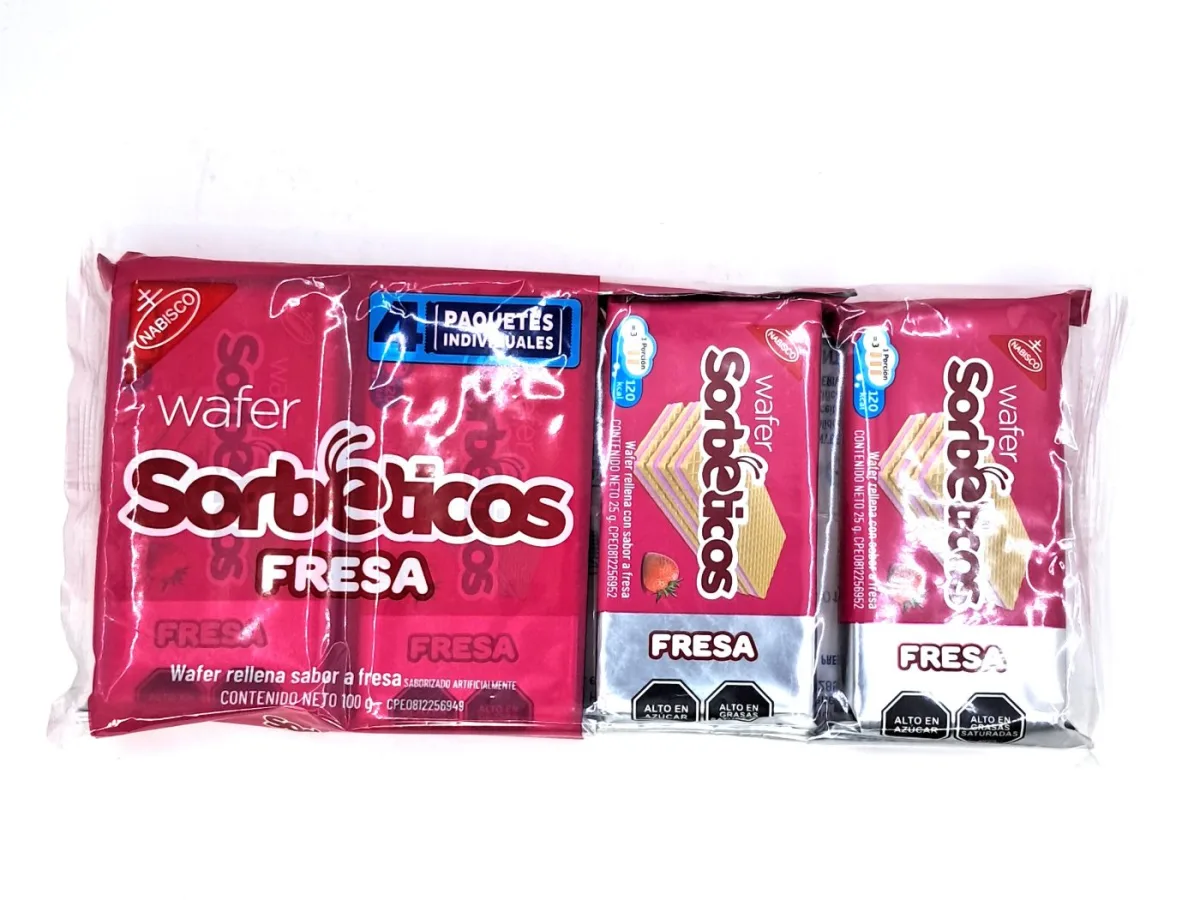 Galletas Wafer Sorbeticos Fresa 100 Gr Display X 4 Und