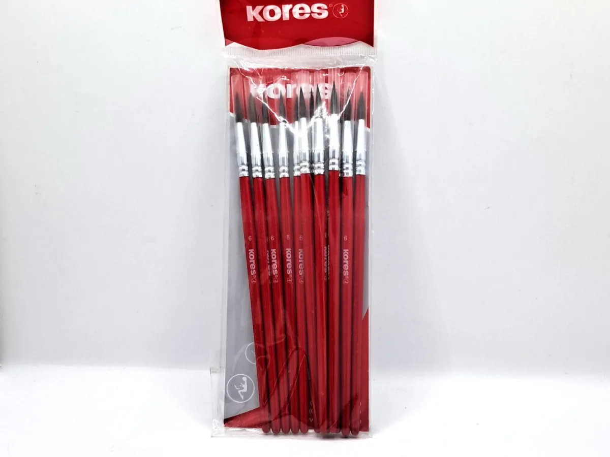 Pincel Escolar Pelo de Pony Nº 6 Blister X 12 Und Kores