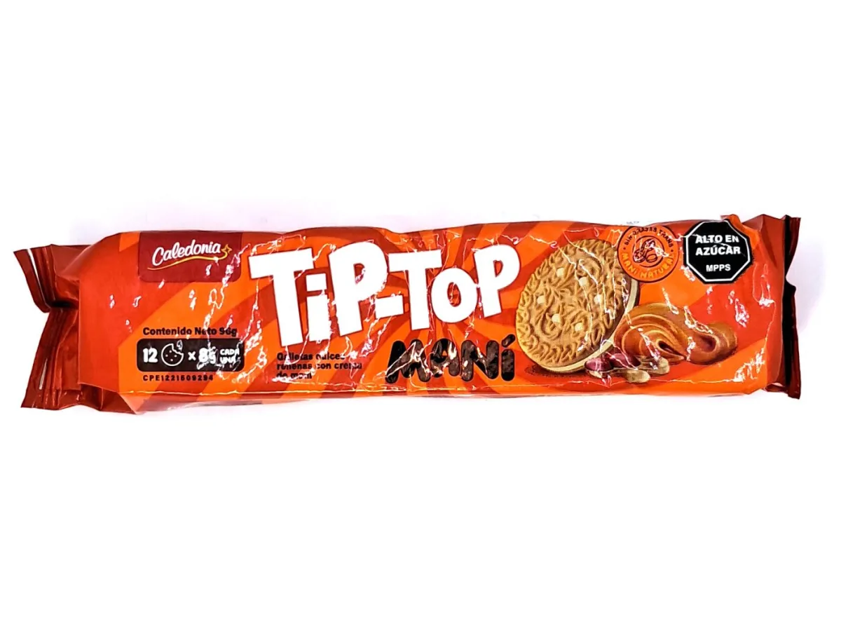 Galletas Tip-Top Rellena con Crema de Mani Caledonia 96grs