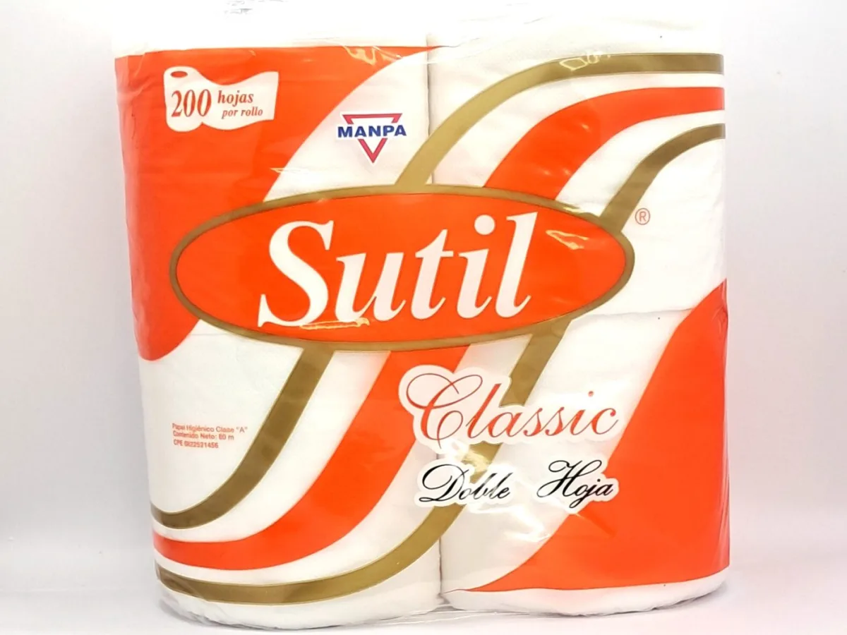 Papel Higienico Sutil Naranja 200h X 4 Rollos