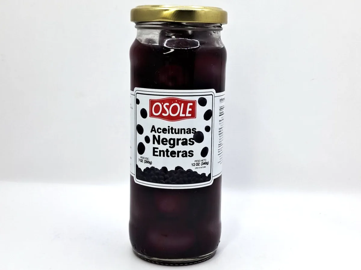 Aceitunas Negras Enteras 340g Frasco de Vidrio Osole