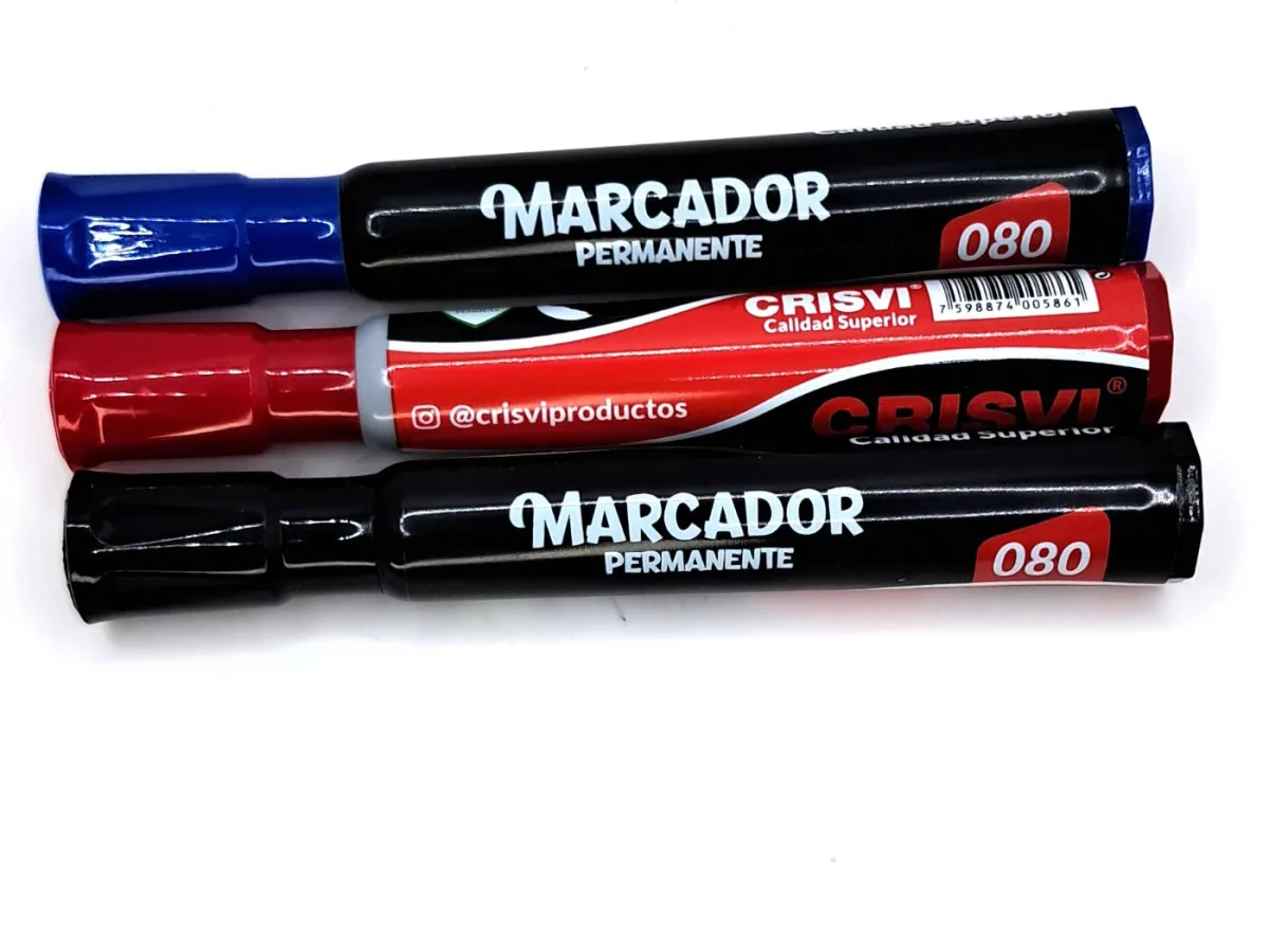 Marcador Permenete Punta Biselada Rojo y Azul Crisvi