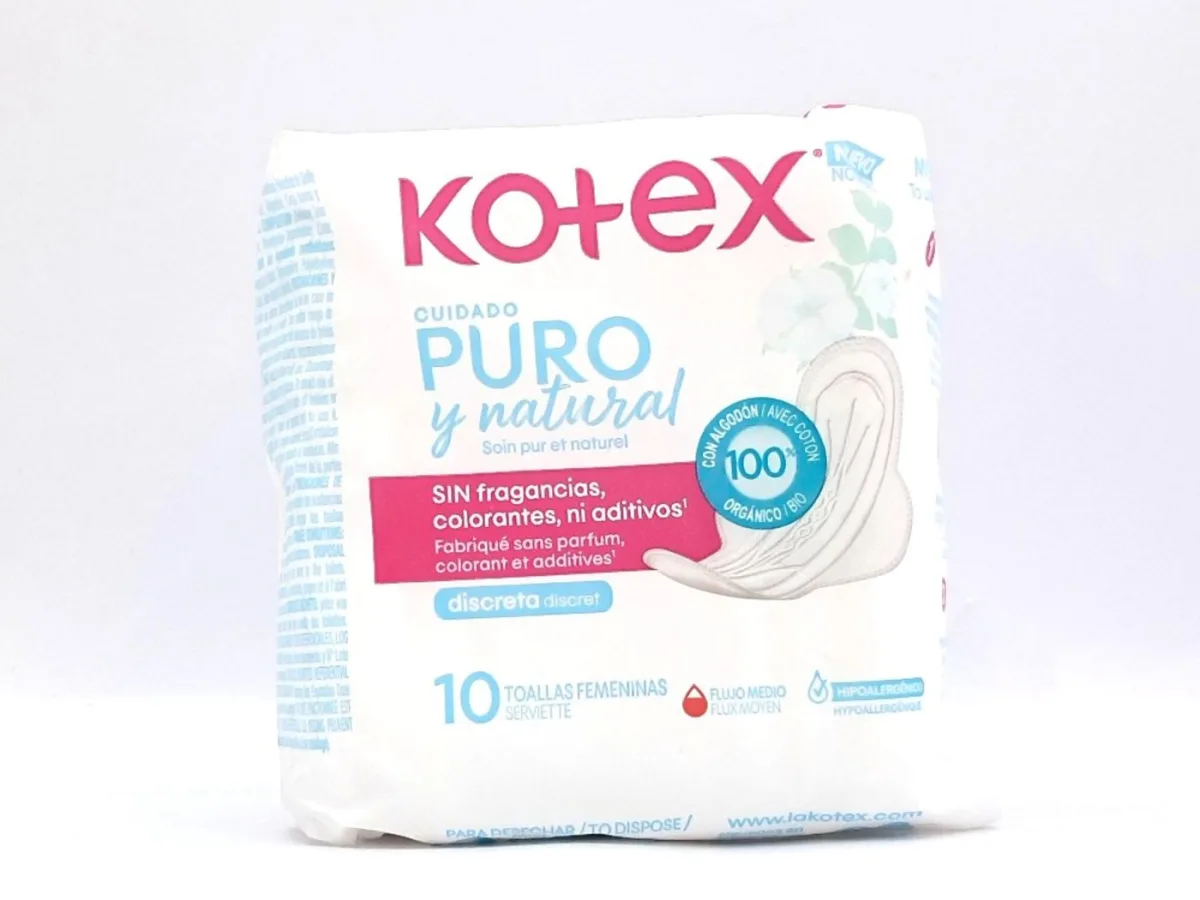 Toallas Kotex Femenina Puro y Natural 10und