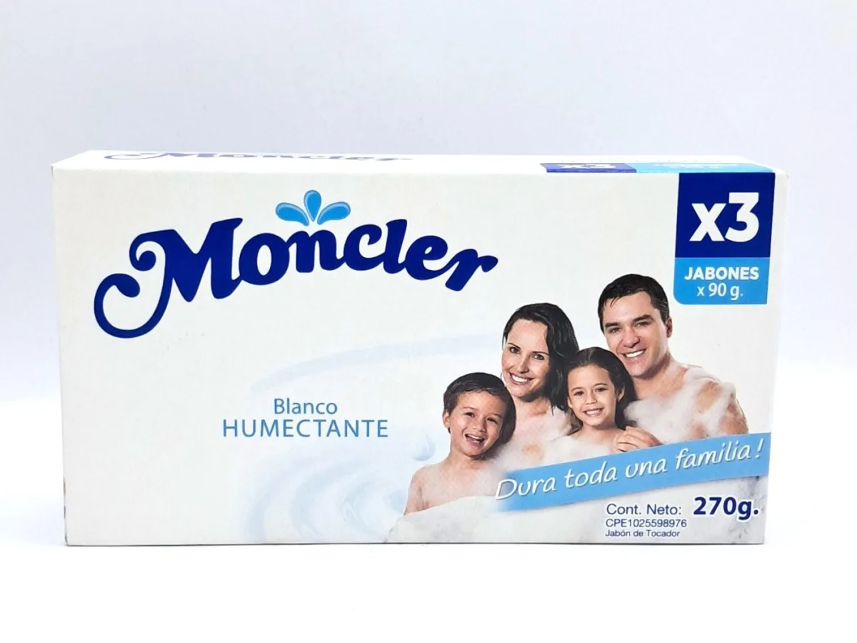 Jabon Moncler Blanco Humectante 3pack 90gr 1x24x270gr