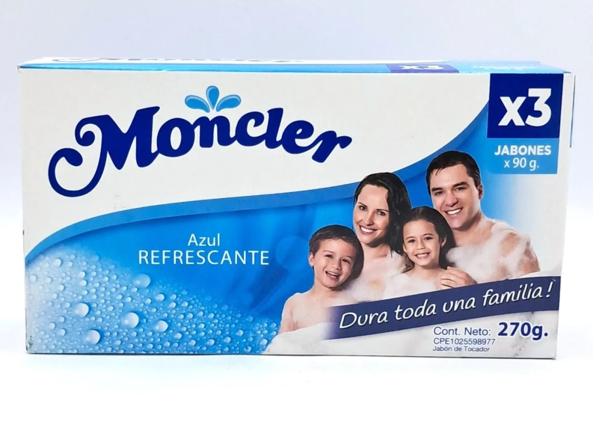 Jabon Moncler Azul Refrescante 3pack 90gr 1x24x270gr