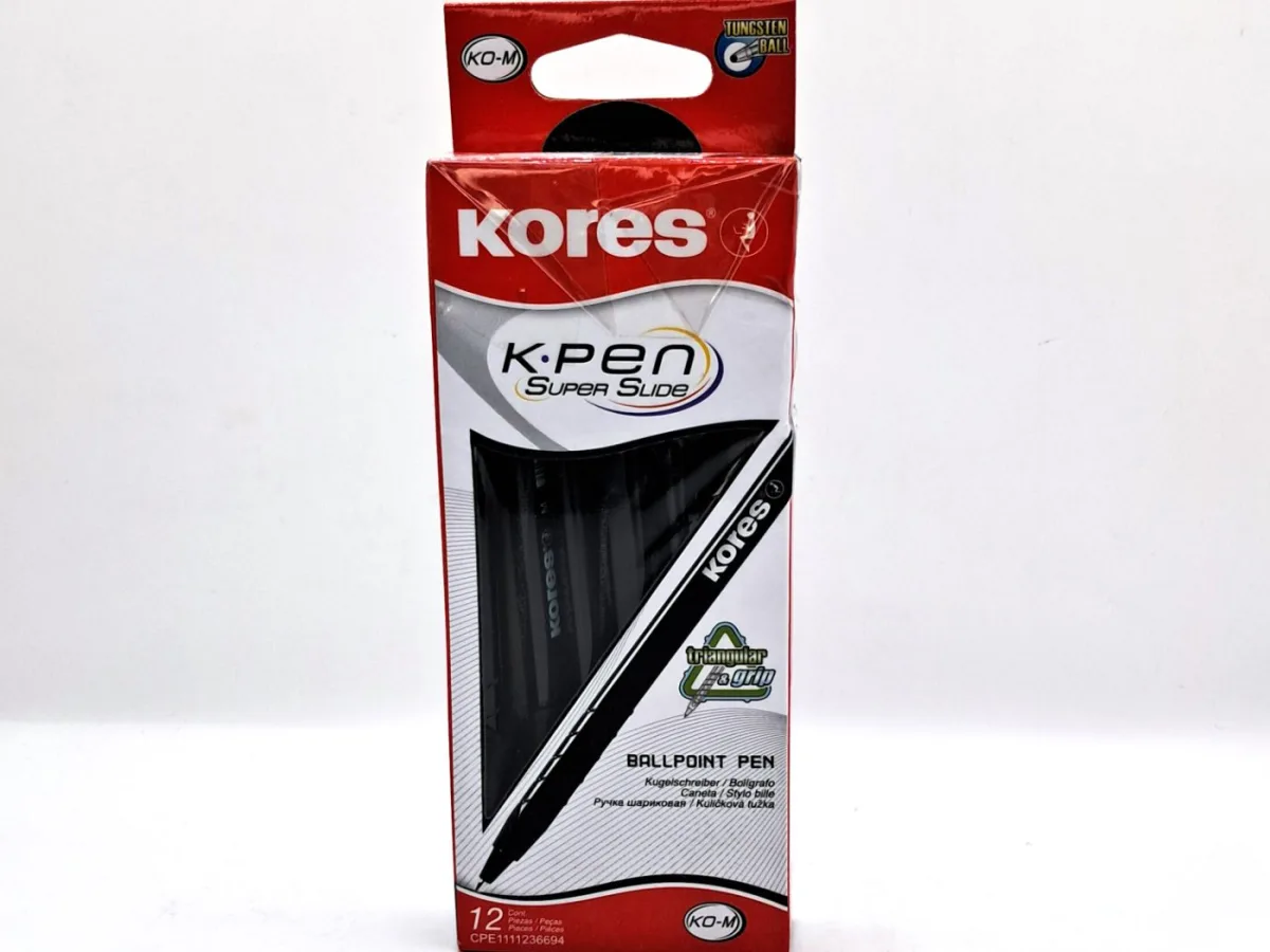 Bolifrafo Opaco Negro Kores X 12 Unds