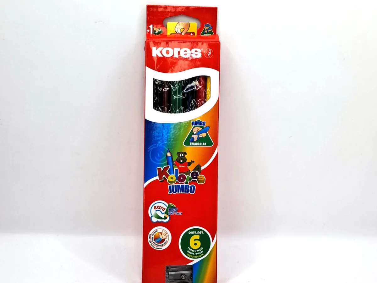 Colores Jumbo 6 Und Triangular Kores C/Sacapuntas
